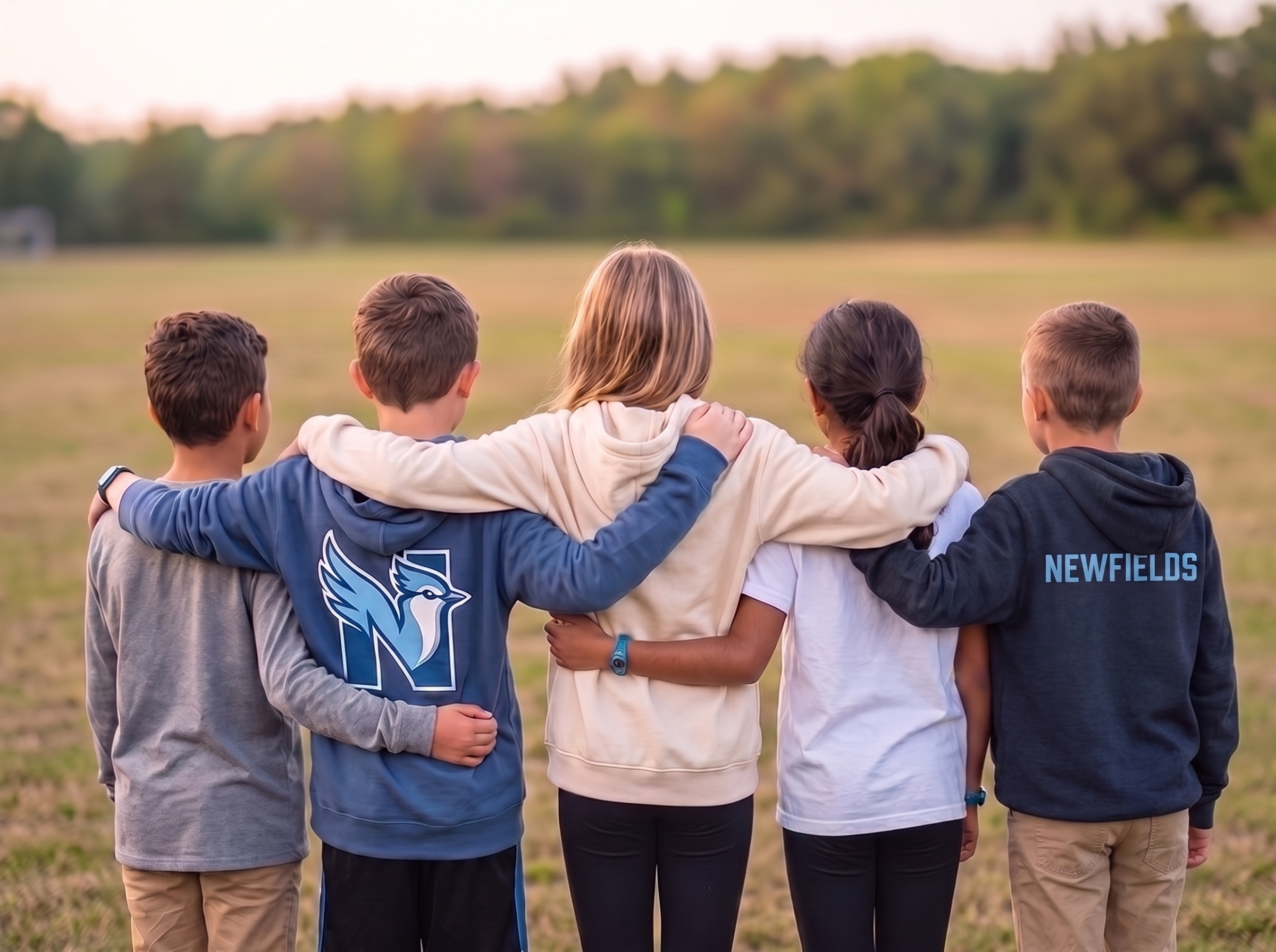 Newfields Elementary students standing together outdoors